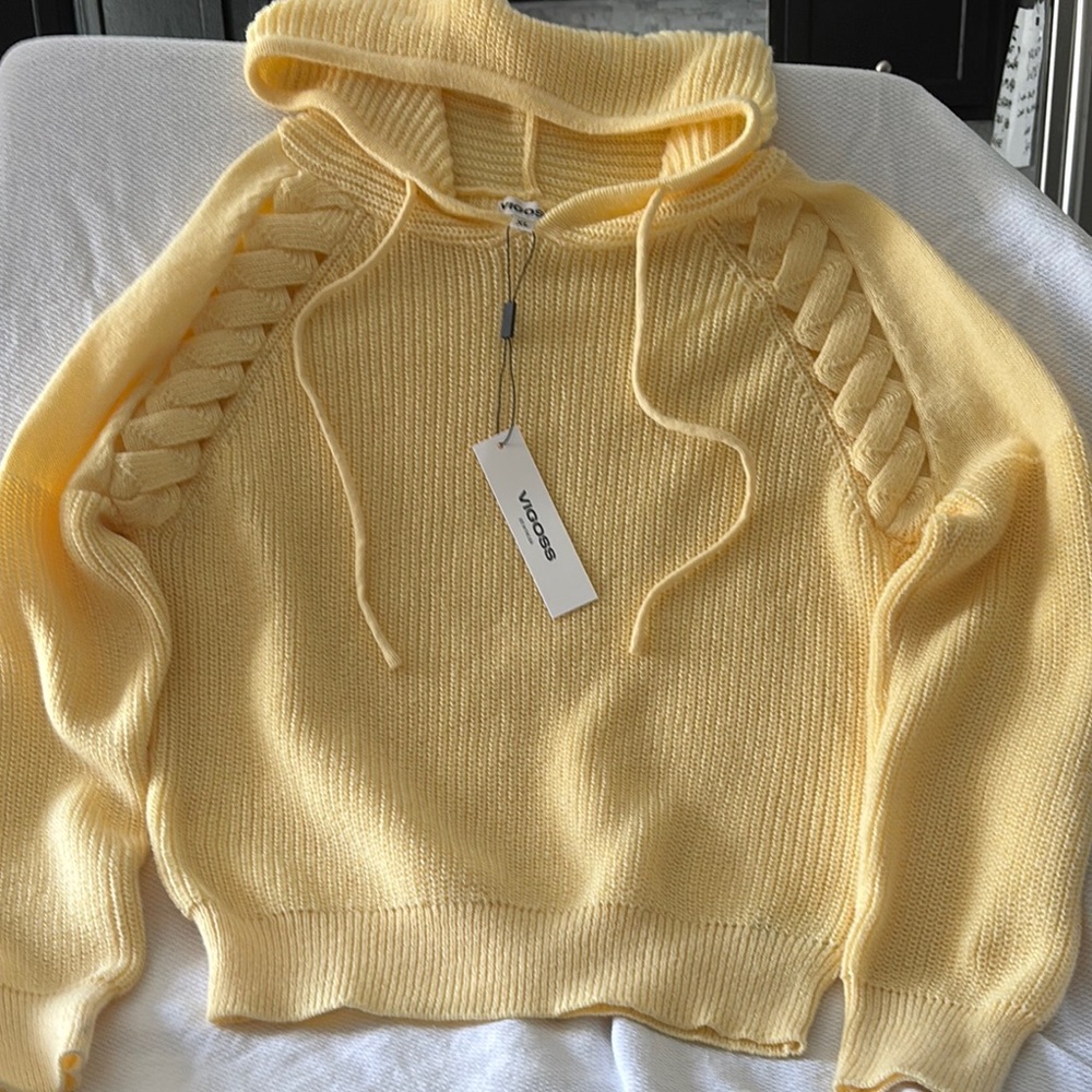 VIQOSS Yellow Knit Hoodie